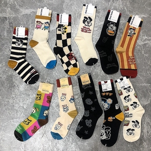 潮袜 小众设计可爱薄款 SOCK DAD现货日系艺术卡通插画中筒女袜