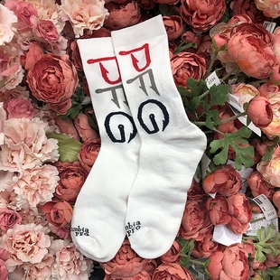SOCK DAD美系运动户外中筒刺绣白袜子男女休闲小众吸汗机能运动袜