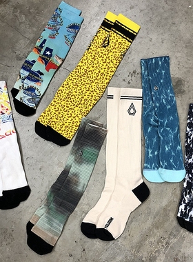 SOCK DAD美潮涂鸦艺术长袜小众复古扎染男女联名毛巾底滑板袜