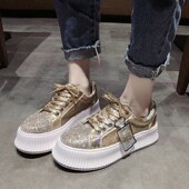 鞋 2019新款 韩版 日本购欧洲站网红女款 时尚 水钻百搭学生松糕厚底休