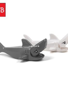小积木颗粒小鲨鱼海洋生物14518印刷件MOC水族馆场景大白鲨动物