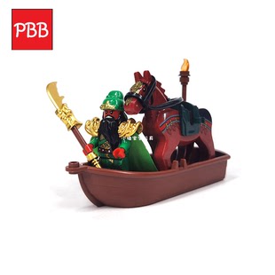 小积木颗粒人仔系列关二爷单刀赴会机器人中国风英雄卡通公仔超人