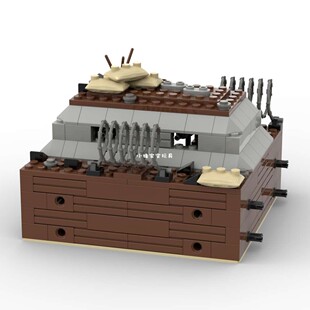 小积木颗粒MOC军事系列二战战壕摆件战场建筑模型防御工事壕沟
