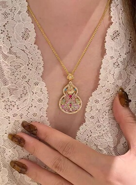 新中式福禄葫芦吊坠围镶彩釉项链手链祥云福字国风轻奢小众锁骨链