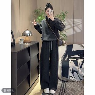 时尚套装女2025冬季新款洋气大码减龄加绒保暖宽松显瘦休闲两件套