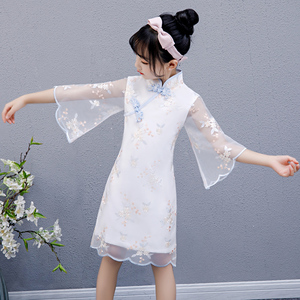 儿童旗袍裙女中国风女童中式夏季古筝演出服大童2024新款唐装女孩