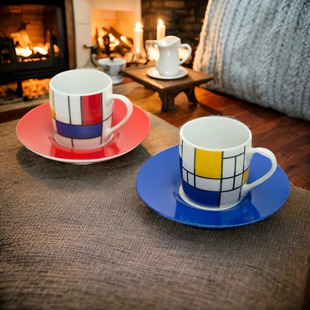 德国进口蒙德里安陶瓷杯欧式咖啡杯子意式浓缩杯高颜值85ml