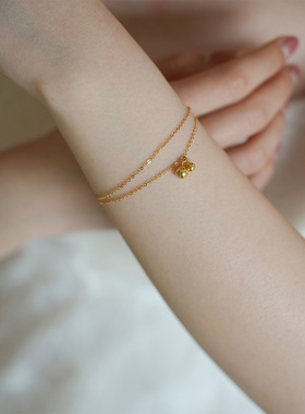 14K包金简约铃铛双层手链