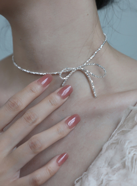 S925纯银choker蝴蝶结