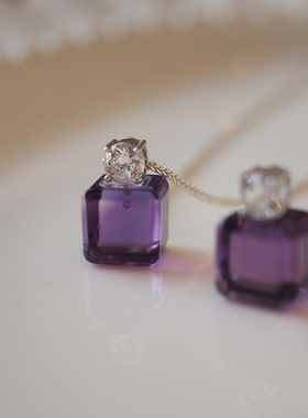 2月生辰石紫水晶吊坠项链