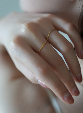 14k包金素圈叠戴戒指不褪色