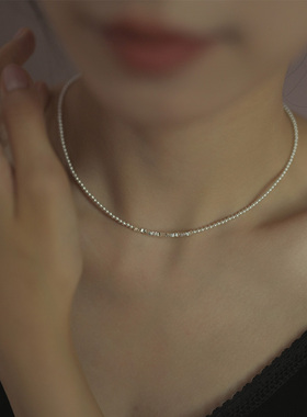 925纯银碎银子珍珠项链