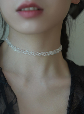 温柔不撞款手工编织水晶choker