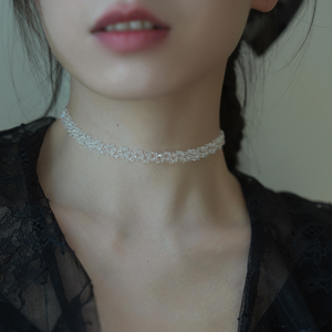 温柔不撞款手工编织水晶choker
