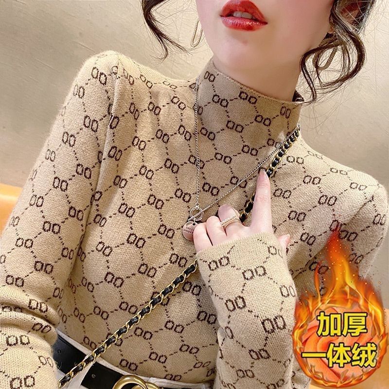 秋冬新款洋气堆堆领毛衣