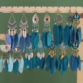 少数民族风新疆耳环复古羽毛云南旅拍耳夹无耳洞流苏新中式 饰品女