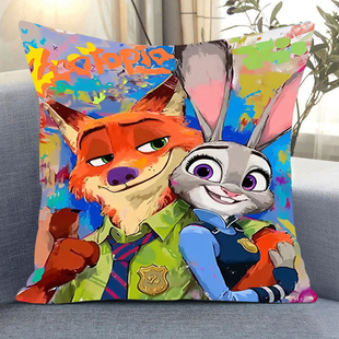疯狂动物城抱枕十字绣2025新款线绣卧室床头手工刺绣卡通狐狸兔子