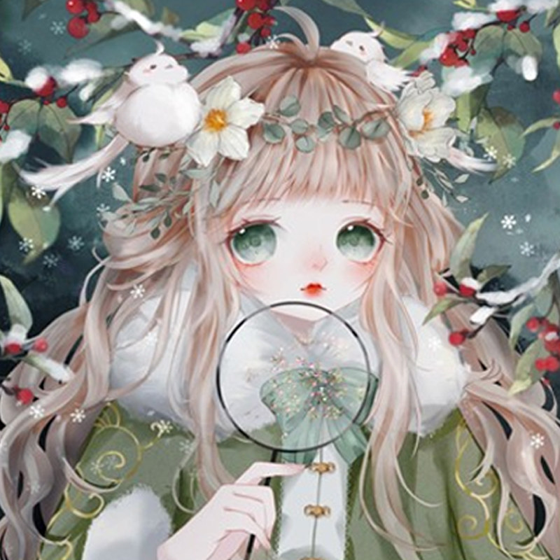 Q版古风少女十字绣2023新款线绣卧室小幅满钻手工钻石画卡通动漫