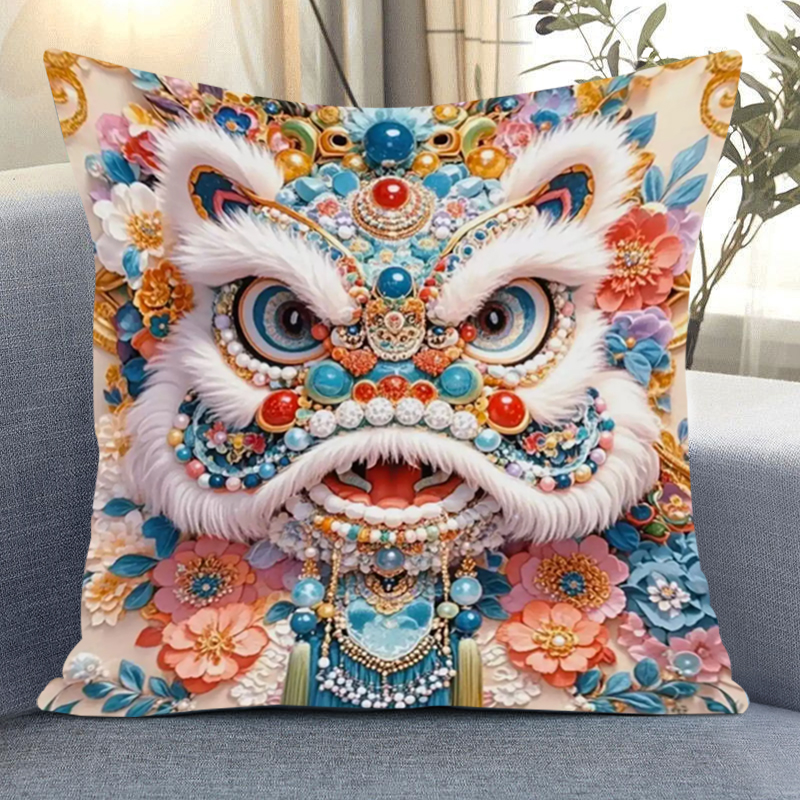 十字绣2025新款线绣抱枕客厅高端国潮醒狮刺绣打发时间手工礼物