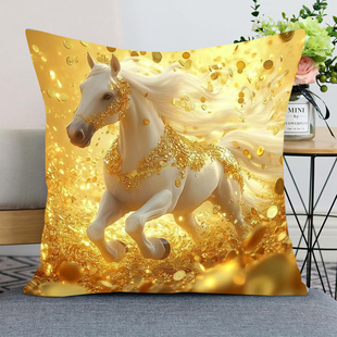 马到成功抱枕十字绣自己刺绣骏马客厅沙发靠枕线绣现代高级感招财