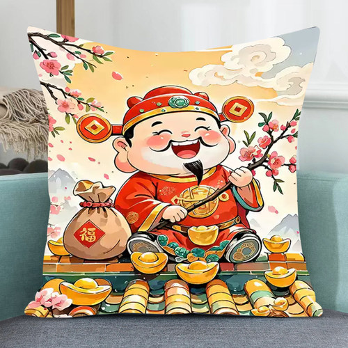 招财进宝十字绣2025新款手工线绣财神爷抱枕客厅刺绣枕套开业礼物
