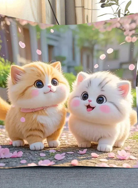 两只小猫咪抱枕十字绣自己线绣打发时间客厅满绣可爱动物图案刺绣