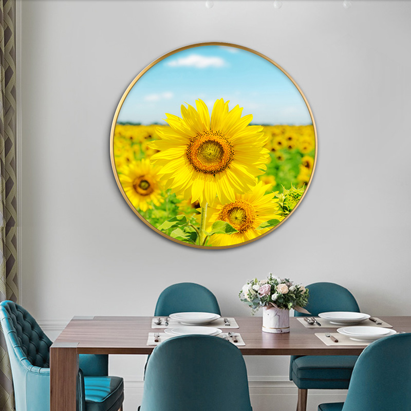 向日葵钻石绣现代简约餐厅小清新贴砖钻石画圆形满钻5d新款十字绣