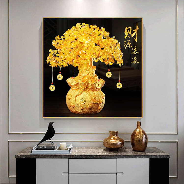 发财树钻石画满钻新款2021摇钱树5D点贴钻十字绣财源滚滚客厅餐厅