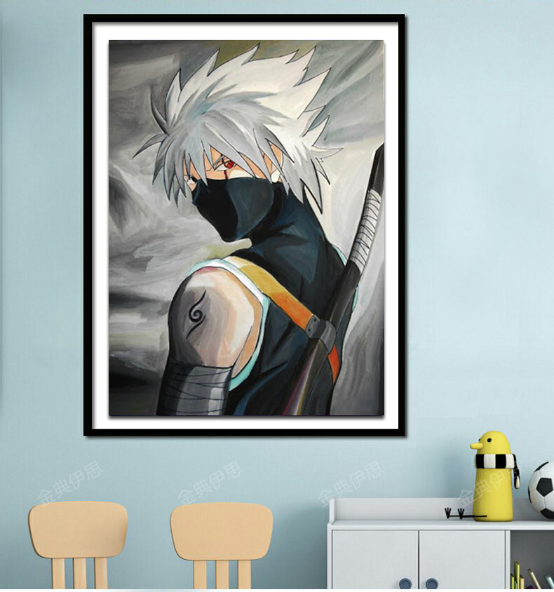 卡通动漫钻石画火影忍者卡卡西5d贴钻十字绣男孩卧室儿童满钻小幅
