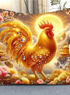 金鸡报晓十字绣手工线绣客厅沙发抱枕新款diy刺绣生肖鸡动物图案