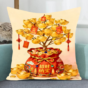 招财进宝福袋十字绣2026新款客厅手工自己绣发财树喜庆抱枕套满绣