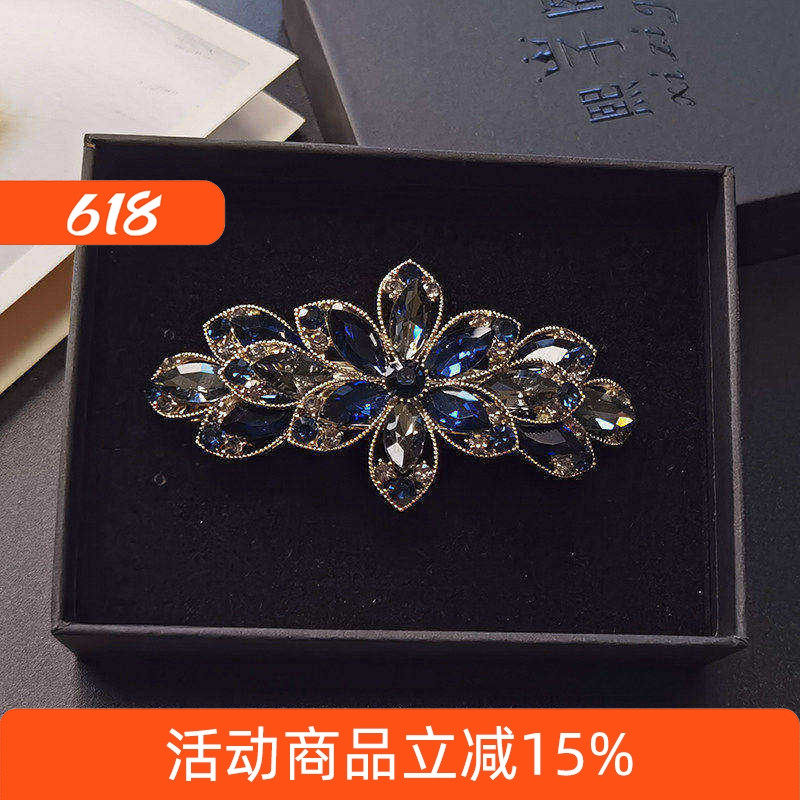 妈妈发夹女士后脑勺网红水晶发卡水钻弹簧夹子头饰2022年新款高端