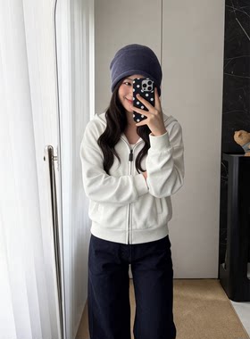 白色连帽卫衣女短款显瘦韩系