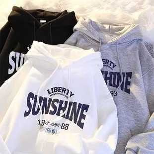 爆款 加绒加厚帽衫 春秋季 复古oversize冬装 美式 连帽卫衣女2024新款