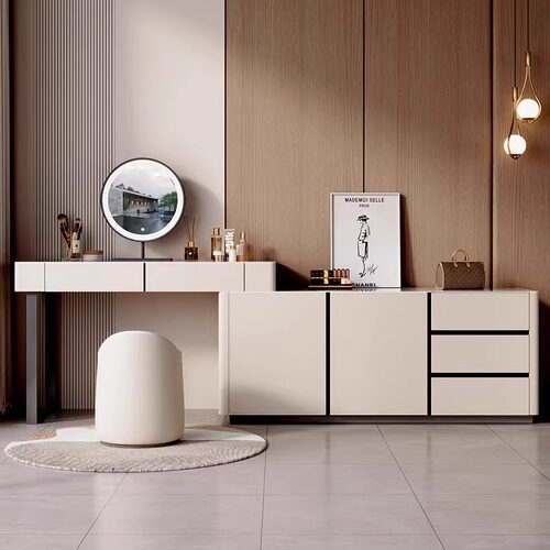 马鞍皮梳妆台斗柜一体厂家直销