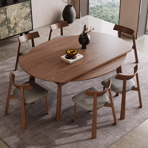 梦欧圆形实木伸缩餐桌厂家直销