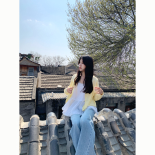 Peanut 花生糖 冰丝花边针织开衫夏季新款宽松显瘦薄款上衣女