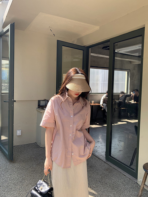 亚麻短袖衬衫Peanut花生糖设计感