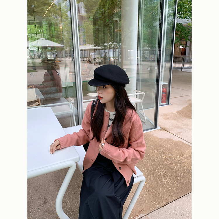 Peanut 花生糖 复古圆领毛衣开衫秋季新款宽松显白长袖针织上衣