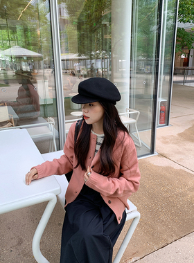 Peanut 花生糖 复古圆领毛衣开衫秋季新款宽松显白长袖针织上衣