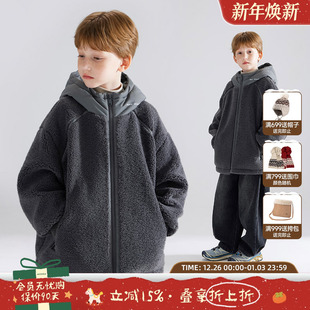 儿童男童棉衣 厚实毛绒外套加棉拼接潮酷休闲冬新款 银灰太空船