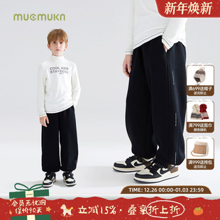 黑色休闲男童冬新保暖加绒束脚裤 软糯加绒运动卫裤 子 星际漫步