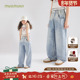 儿童 女童复古渐变蓝阔腿牛仔裤 凉感莱赛尔 自带空调柔软牛仔裤