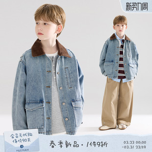 MUCMUKN 复古巴恩风拼接灯芯绒牛仔外套夹克男女童春 加州旅程