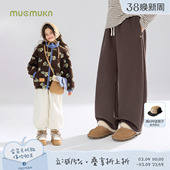 柔软休闲卫裤 复古加绒弯刀针织裤 百搭女童冬新 暖绒绒 MUCMUKN