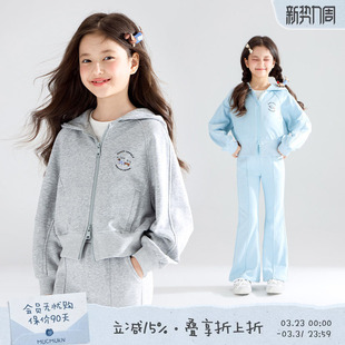 子女童新款 运动卫衣针织外套连帽喇叭裤 航海腊肠狗