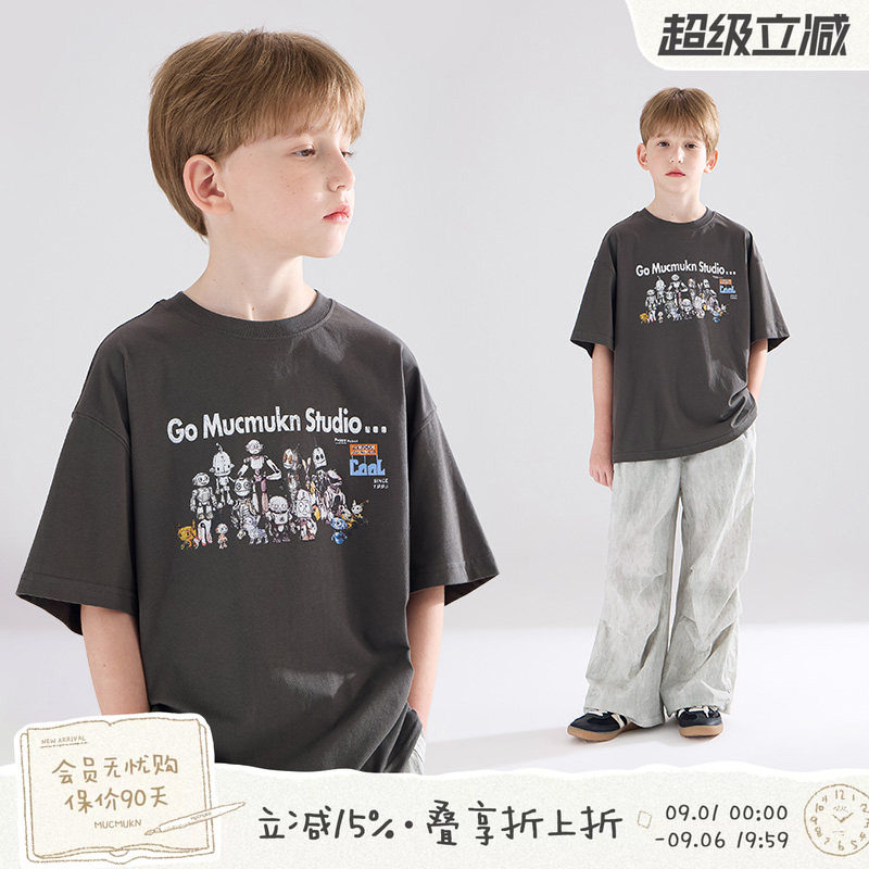 MUCMUKN【robot家族】sorona光盾凉感趣味印花复古短袖T恤男童夏图片