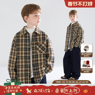 新款 MUCMUKN 磨毛上衣男童冬季 百搭夹棉格子衬衫 伯克利日记