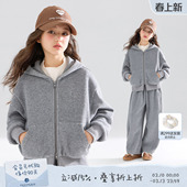 一体绒外套裤 缪系高级灰卫衣套装 子女童冬新 松弛周末 MUCMUKN