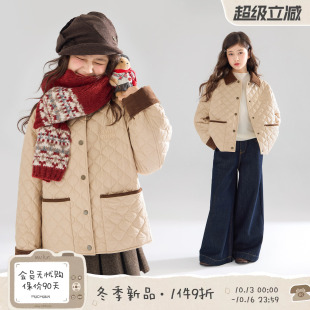 MUCMUKN【拉夫圣诞】3M新雪丽棉外套复古灯芯绒翻领棉衣女童26冬